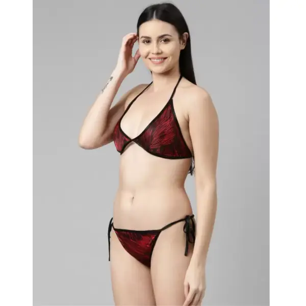 Fancyra Printed Sleepwear Nightwear Nighty with Robe Swimwear Bikini Set For Women Free Size - Image 5