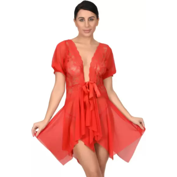 Fancyra Red Full Lace Lingerie Set For Women - Image 2