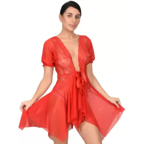 Fancyra Red Full Lace Lingerie Set For Women - Image 4