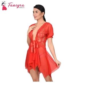 Fancyra Red Full Lace Lingerie Set For Women
