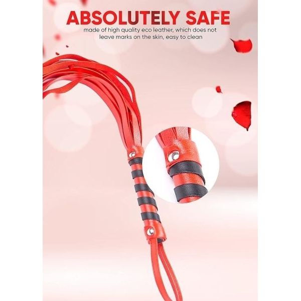 Fancyra Red Premium Whip Multi Tail Leather Flogger - Image 3