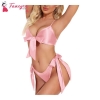 Fancyra Satin Bow-Tie Pink Bikini Set with Adjustable Straps - Intimate Wear