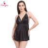Fancyra Satin Lace Chemise Nightgown SexyBabydoll Lingerie Side Slit Sleepwear For Women