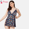 Fancyra Satin Lace Printed Women Babydoll Lingerie Chemise Nightgown Side Slit Sleepwear For Women