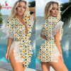 Fancyra Satin Lingerie Sleepwear Eyelash Lace Kimono Side Split Robes For Women