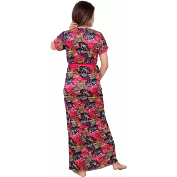 Fancyra Satin Printed Nighty Honeymoon Wear Sleepwear Set Of 3 Free Size - Image 5