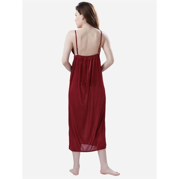 Fancyra Satin Summer Lingerie for Women Set V-Neck Nightgown with Lace - Image 4