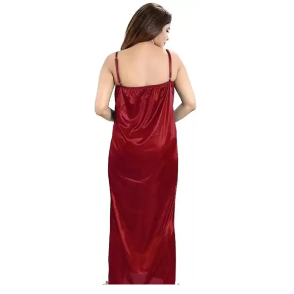 Fancyra Satin Summer Night Dress for Women Solid Nighty Pack of 4 - Image 3