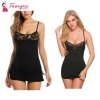 Fancyra Set of 2 Women Lingerie Net Solid Above Knee Baby Doll With G String Panty Free Size Black Color