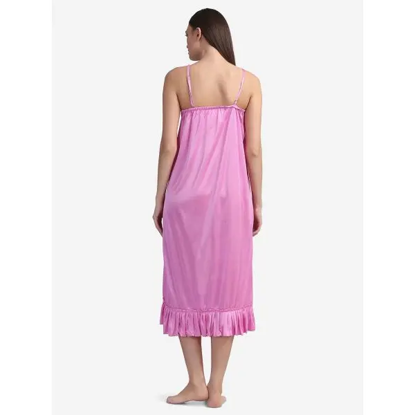Fancyra Set Of Two Piece Satin Silk Women Nighty Nightwear With Outer Robe - Image 5