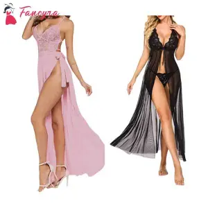 Fancyra Sleepwear Babydoll Lingerie Nightdress Long Night Gown Free Size