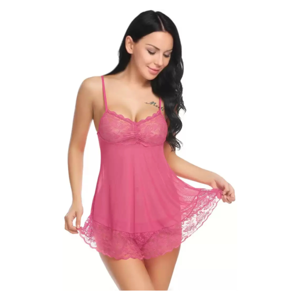 Fancyra Sleepwear Babydoll Lingerie Set for Women With G String Panty - Image 3