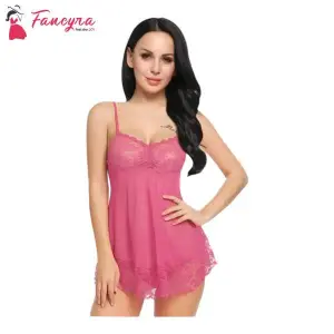 Fancyra Sleepwear Babydoll Lingerie Set for Women With G String Panty