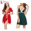 Fancyra Sleepwear Chemise Nightgown Full Lace Sling Combo Babydoll Lingerie With G-String Panty Free Size For Women