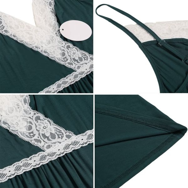 Fancyra Sleepwear Women Chemise Nightgown Babydoll Lingerie Free Size Dark Green Color - Image 5