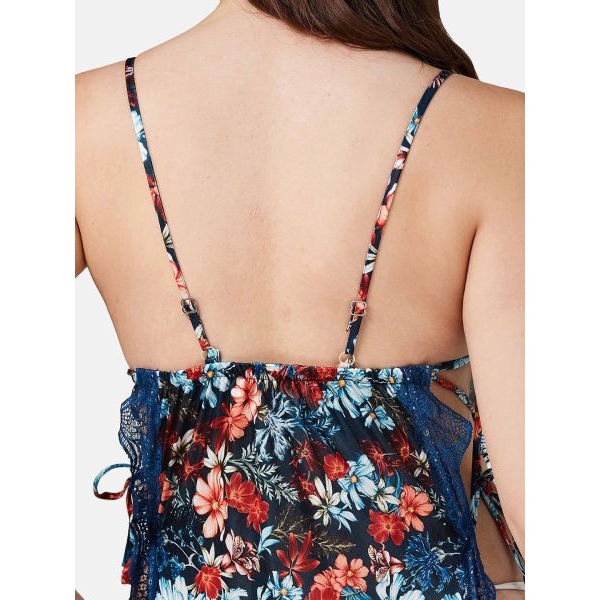 Fancyra Sleeveless Printed Summer O-Neck Babydoll Lingerie Beach Dress For Women - Image 3