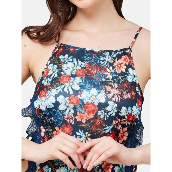 Fancyra Sleeveless Printed Summer O-Neck Babydoll Lingerie Beach Dress For Women - Image 4