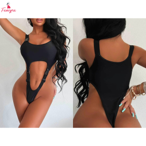 Fancyra Snap Back Cut Out Buckle Bodysuit Lingerie for Women