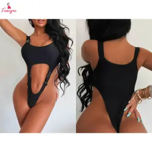 Fancyra Snap Back Cut Out Buckle Bodysuit Lingerie for Women
