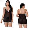 Fancyra Soft Net Babydoll Above knee Lingerie With G string Panty Free Size Black Color For Women