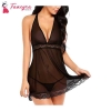 Fancyra Soft Net Sleeveless Baby Doll Nightwear With G String Panty For Women- Black