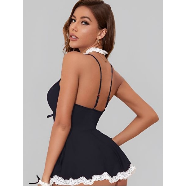 Fancyra Solid Short Nightwear Baby Doll Lingerie For Women - Image 2