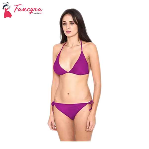 Fancyra Stylish Bikini Bra Panty Set Purple Color Free Size