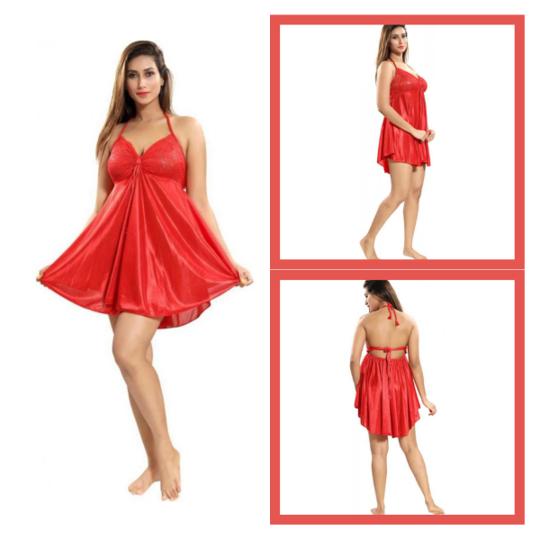 Fancyra Stylish Lingerie Babydoll Dress Red Color Free Size - Image 5