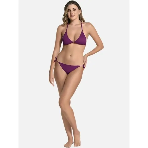 Fancyra Stylish Satin Bikini Bra Panty Set Free Size Purple Color - Image 3