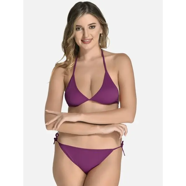 Fancyra Stylish Satin Bikini Bra Panty Set Free Size Purple Color - Image 4