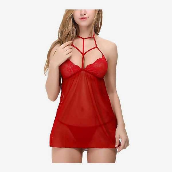 Fancyra Super Soft Net Lingerie Babydoll Free Size Red Color - Image 2