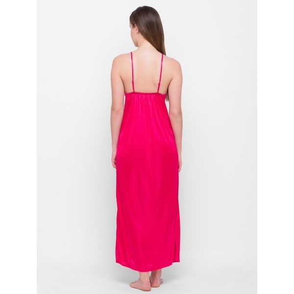 Fancyra Two Piece Set Satin Silk Women Sleepwear Nighty With Outer Robe - Image 4