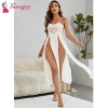 Fancyra V Neck Split Thigh Design Lace Baby Doll Nightwear For Women- Free Size