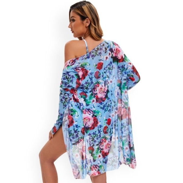 Fancyra Women 3 Piece Floral Printed Cami Top and Shorts with Swimwear Coverup Set - Image 5