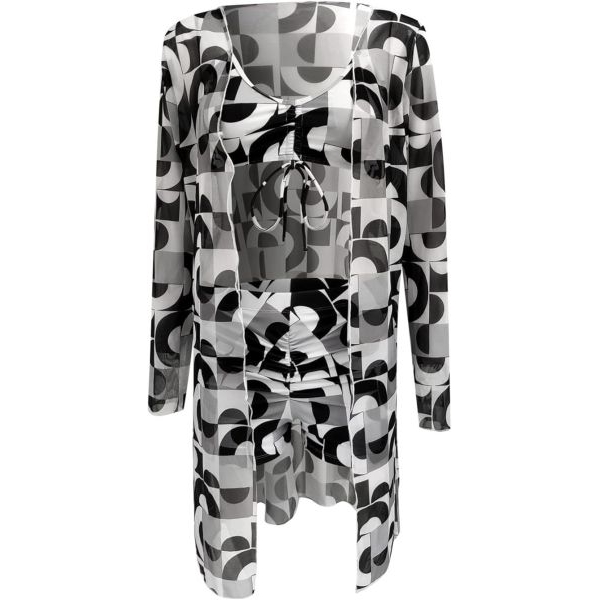 Fancyra Women 3 Piece Printed Bikini Set Long Sleeve Cover Up Swimsuit Beach Wear - Image 3