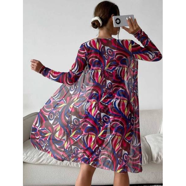 Fancyra Women 3 Piece Printed Bikini Set Long Sleeve Cover Up Swimsuit Beach Wear - Image 4