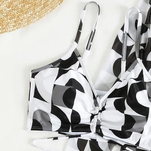Fancyra Women 3 Piece Printed Bikini Set Long Sleeve Cover Up Swimsuit Beach Wear - Image 4