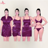 Fancyra Women 6 Pieces Set Satin Solid Nightwear Sleepwear Set