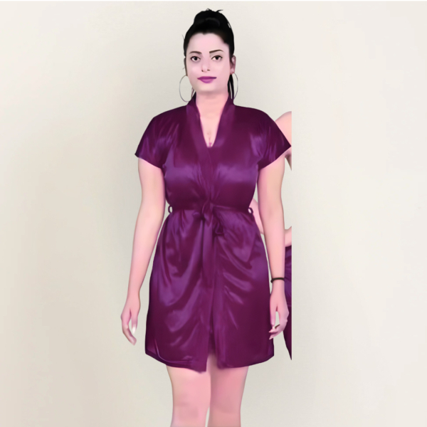 Fancyra Women 6 Pieces Set Satin Solid Nightwear Sleepwear Set - Image 3