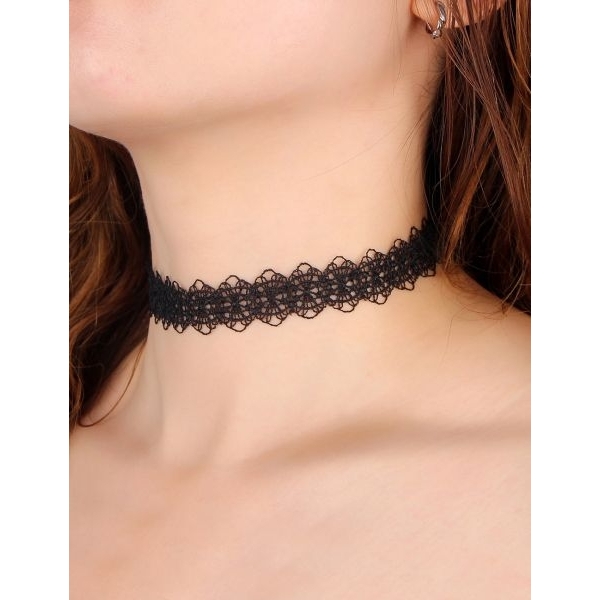Fancyra Women 6PCS Black Gothic Floral Lace Necklaces Set - Image 5