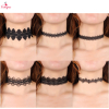 Fancyra Women 6PCS Black Gothic Floral Lace Necklaces Set