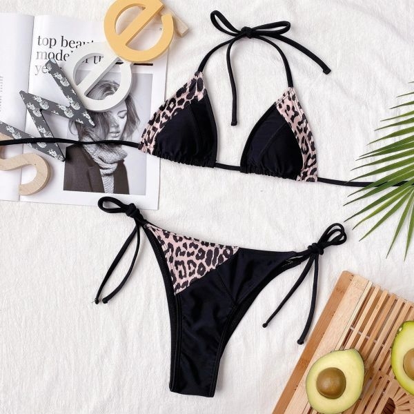 Fancyra Women Animal Print Padded Bikini Bra Panty Lingerie Set - Image 3