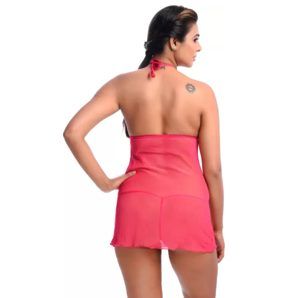 Fancyra Women Babydoll Blended Solid Lingerie Free Size Rose Red Color - Image 4