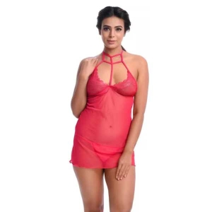Fancyra Women Babydoll Blended Solid Lingerie Free Size Rose Red Color