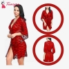 Fancyra Women Babydoll Lace Net Robe Lingerie Nightwear Dress Red Color (Free Size)
