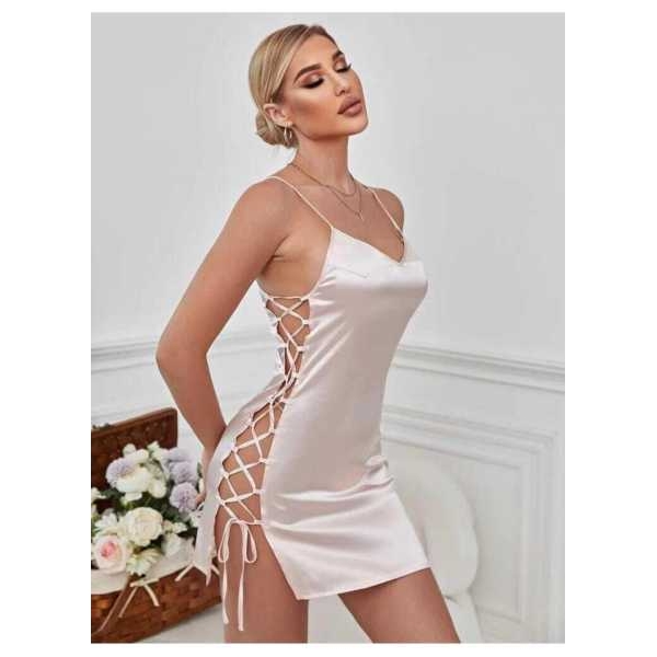 Fancyra Women Babydoll Lingerie Mesh Nightwear With G-String Panty White Color - Image 2