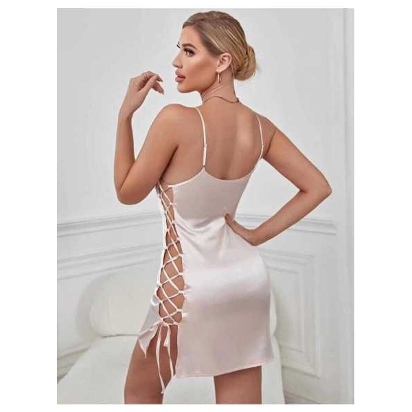 Fancyra Women Babydoll Lingerie Mesh Nightwear With G-String Panty White Color - Image 3