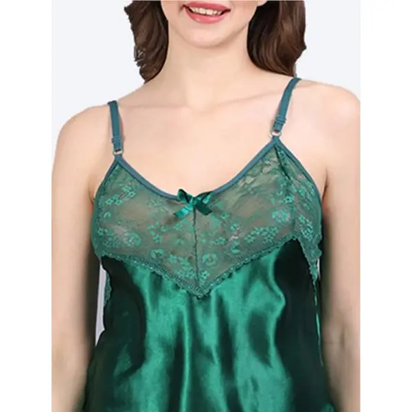 Fancyra Women Babydoll Lingerie Nightdress With Panty Free Size Green Color - Image 3