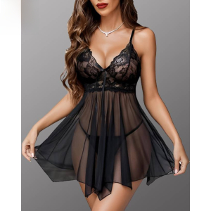 Fancyra Women Babydoll Lingerie Sleepwear Nightdress Free Size