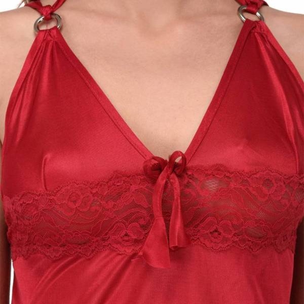 Fancyra Women Babydoll Nightwear Lingerie Free Size Maroon Color - Image 2